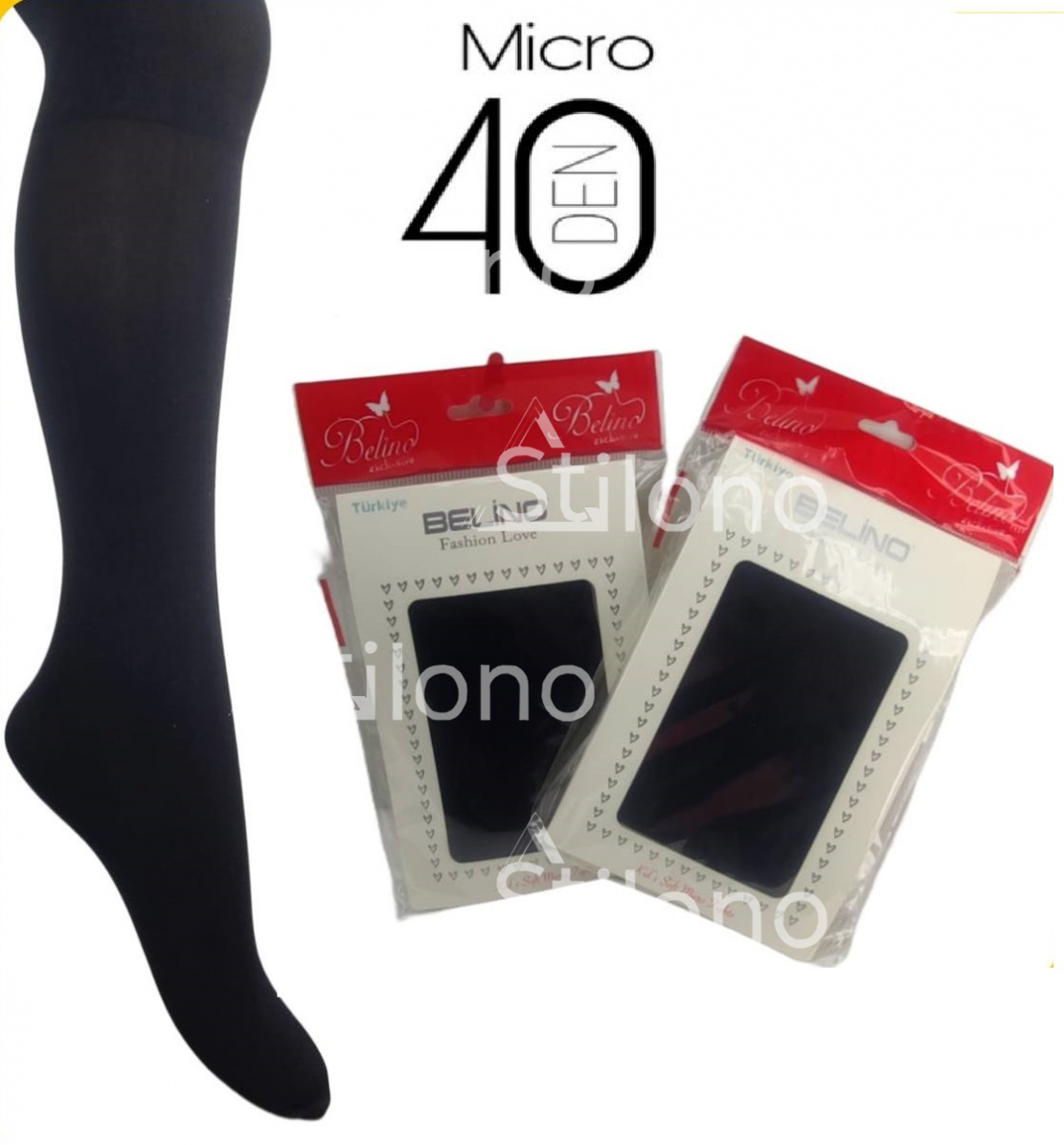 Черные капроновые колготки 40 DEN для девочки  BELINO 4004 C