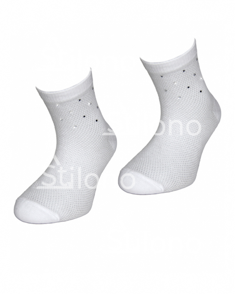 Белые носки в сетку со стразами для девочки BELINO 50000 BH