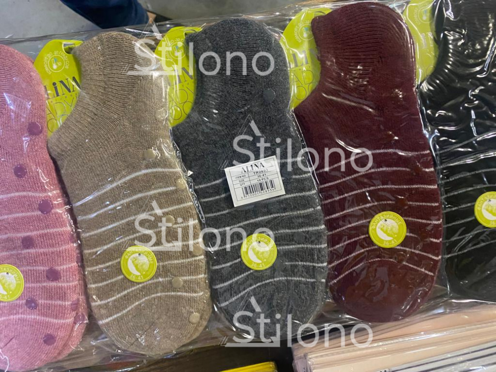 Женские шерстяные махровые носки с антискользящей подошвой АЛИНА 2893 TR-AL