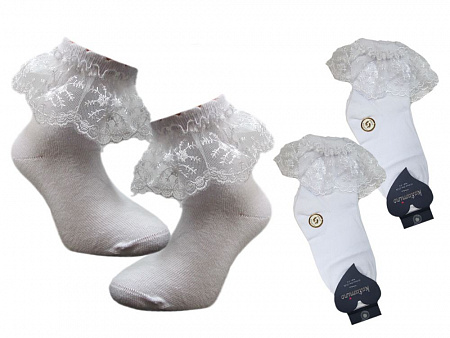 Белые нарядные носки с кружевом для девочки  KATAMINO