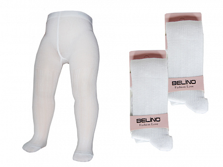 Белые колготки фактурной вязки для девочки  BELINO