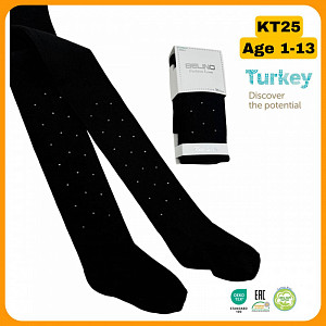 Колготки черные со стразами для девочки  BELINO