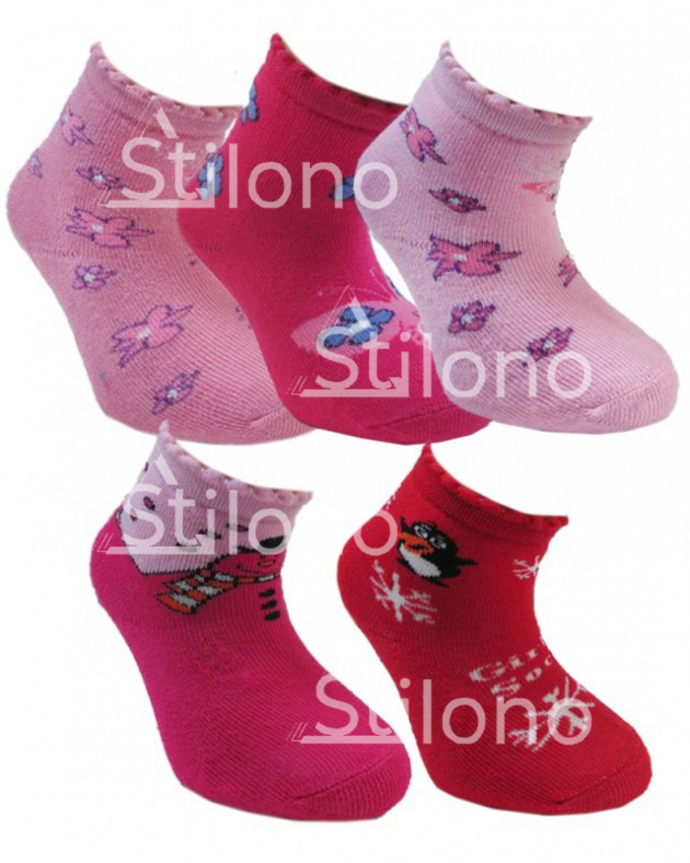Махровые носки с новогодним принтом для девочки  KBS 3-20002