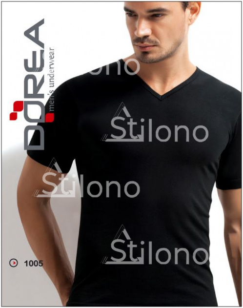 Черная мужская футболка с V-образным вырезом (Супрем)  DOREA 1005 DOR
