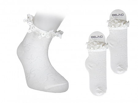 Белые носки с кружевом для девочки BELINO