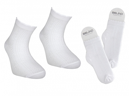 Белые ажурные носки для девочки  BELINO