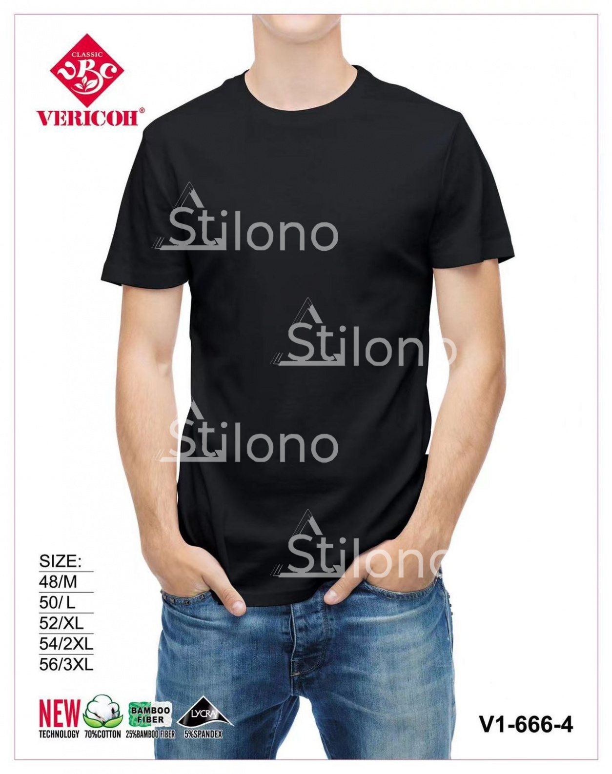 Мужская черная футболка VERICOH 666-4 V1