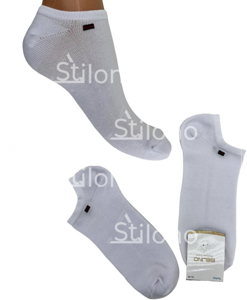 Женские белые короткие носки  BELINO 123000 P